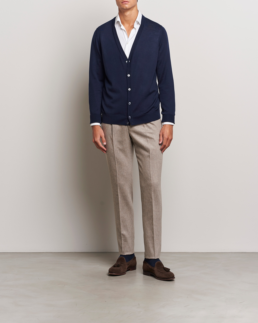 Men | Sweaters & Knitwear | Stenströms | Merino Cardigan Navy