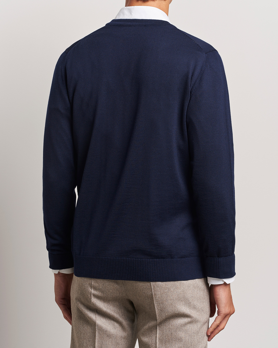 Men | Sweaters & Knitwear | Stenströms | Merino Cardigan Navy