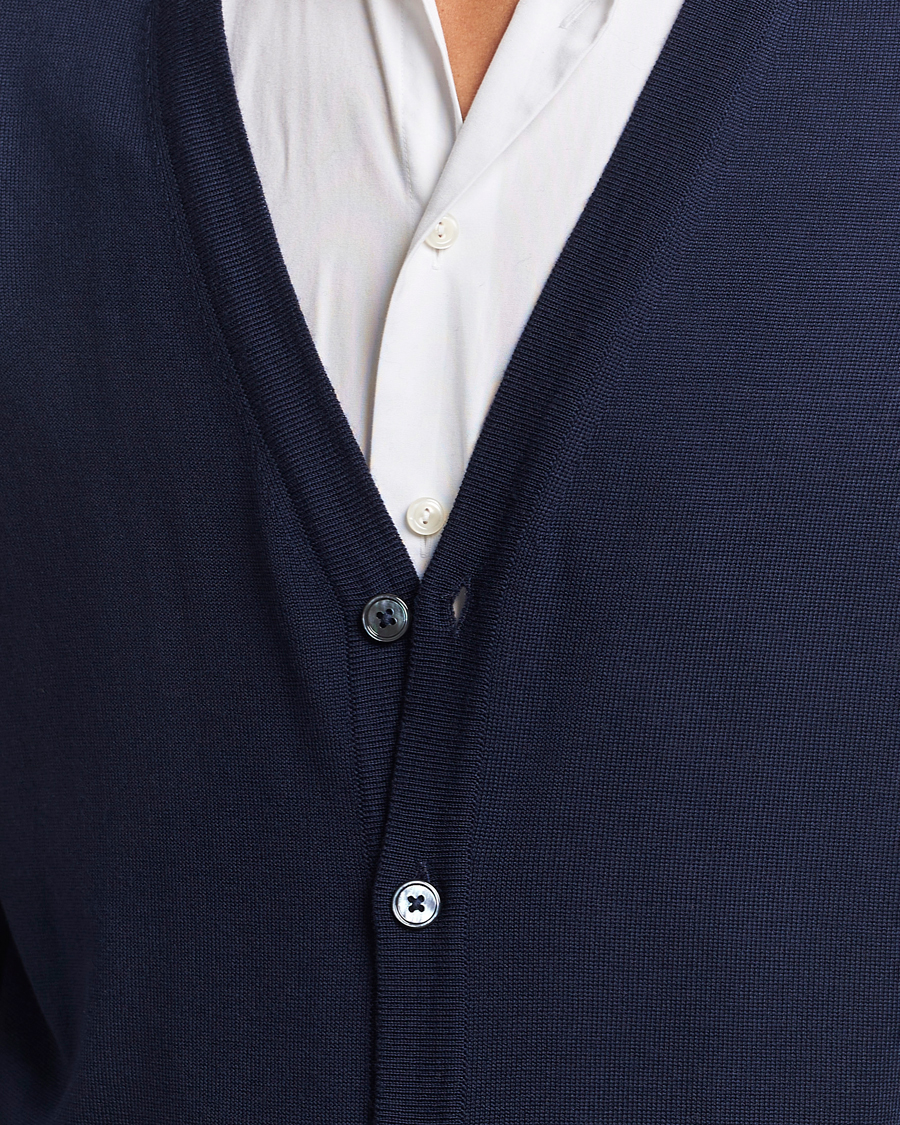 Men | Sweaters & Knitwear | Stenströms | Merino Cardigan Navy
