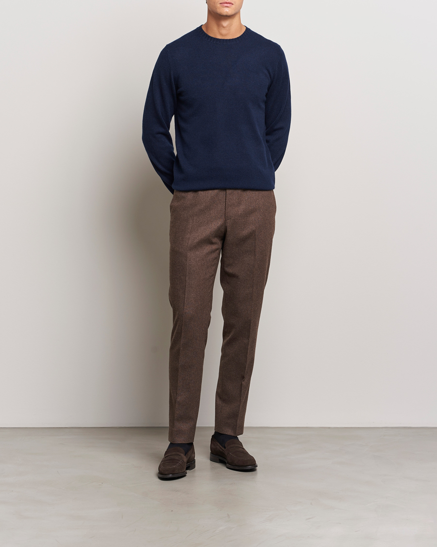 Men | Sweaters & Knitwear | Stenströms | Cashmere Crewneck Navy