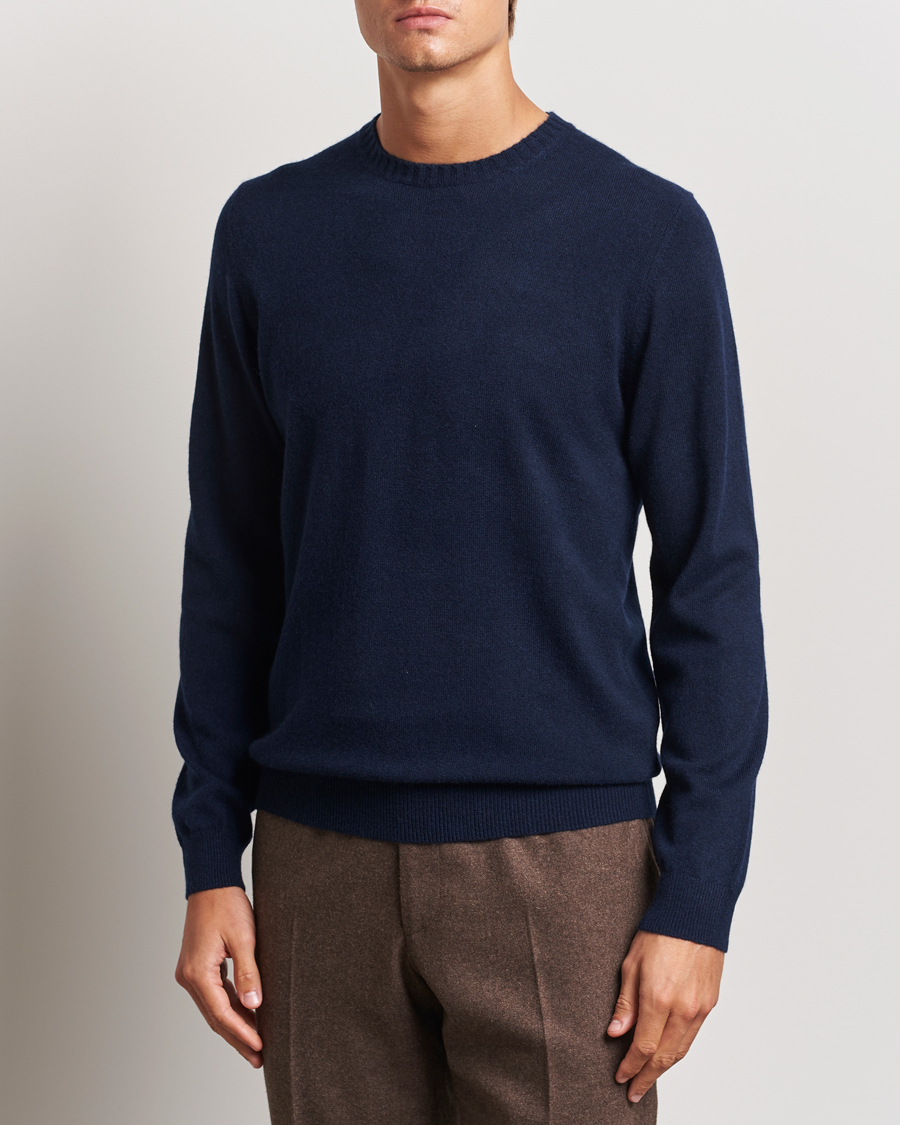 Men | Sweaters & Knitwear | Stenströms | Cashmere Crewneck Navy