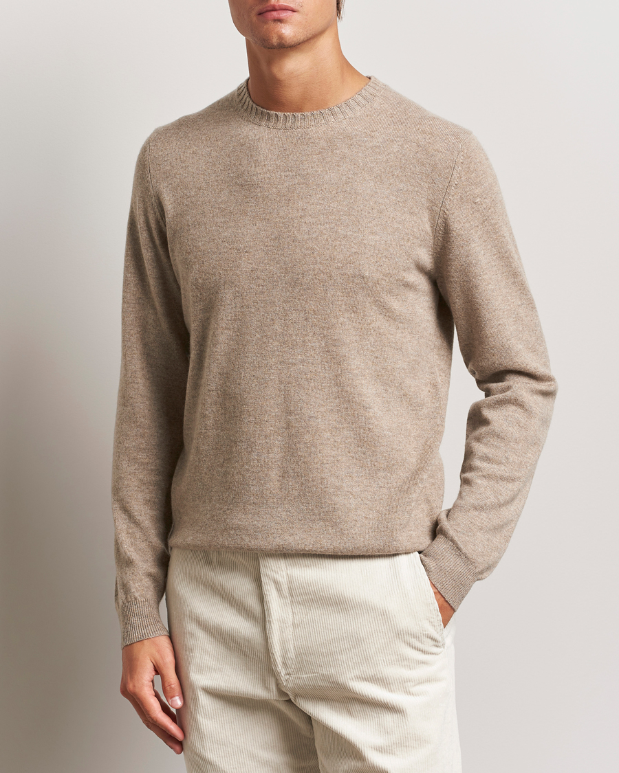 Men | Sweaters & Knitwear | Stenströms | Cashmere Crewneck Beige