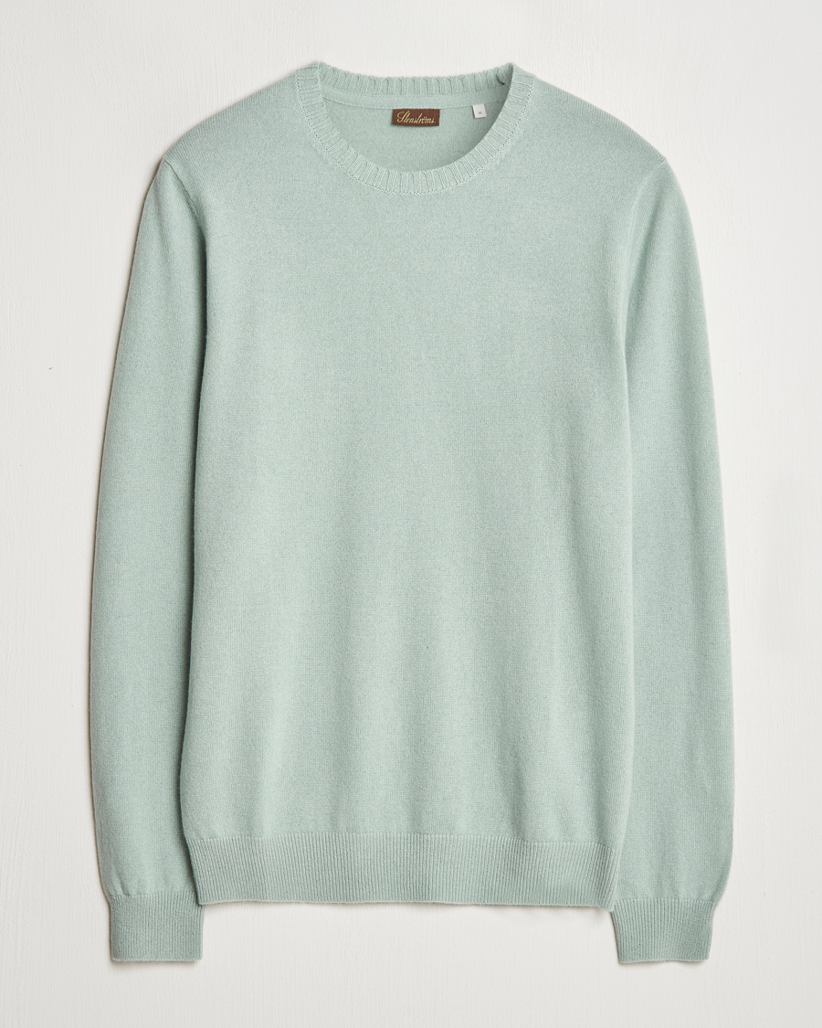 Men | Sweaters & Knitwear | Stenströms | Cashmere Crewneck Light Green