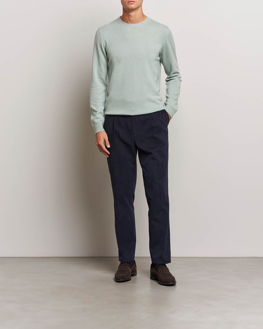 Men | Sweaters & Knitwear | Stenströms | Cashmere Crewneck Light Green
