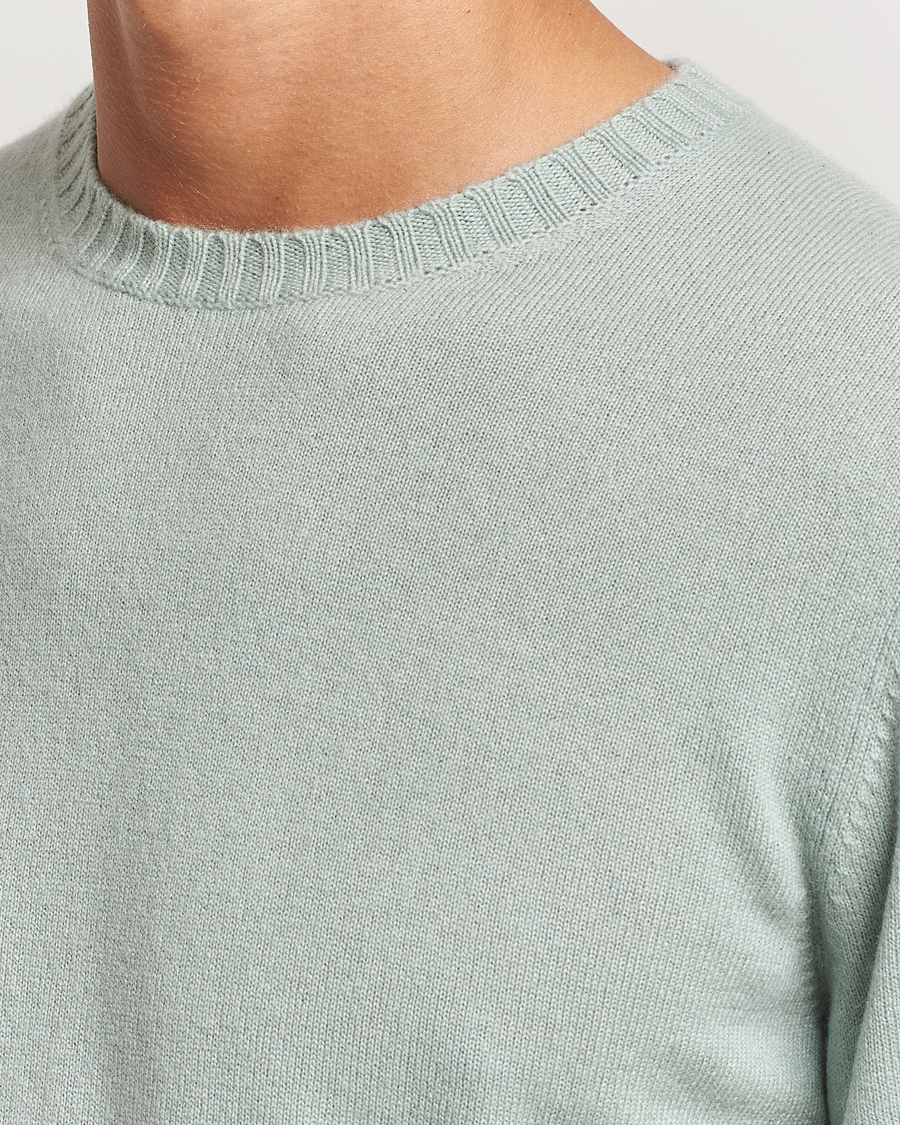 Men | Sweaters & Knitwear | Stenströms | Cashmere Crewneck Light Green