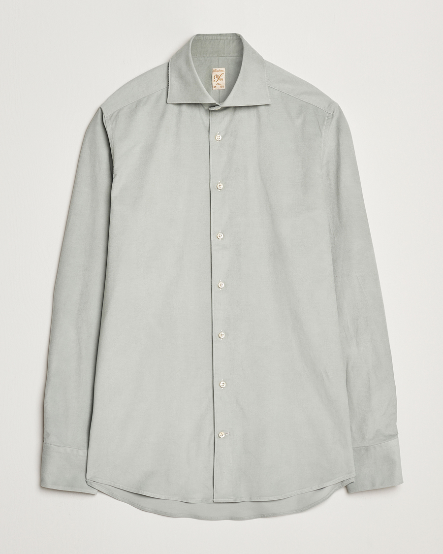 Men | Shirts | Stenströms | 1899 Velvet Baby Corduroy Shirt Soft Green