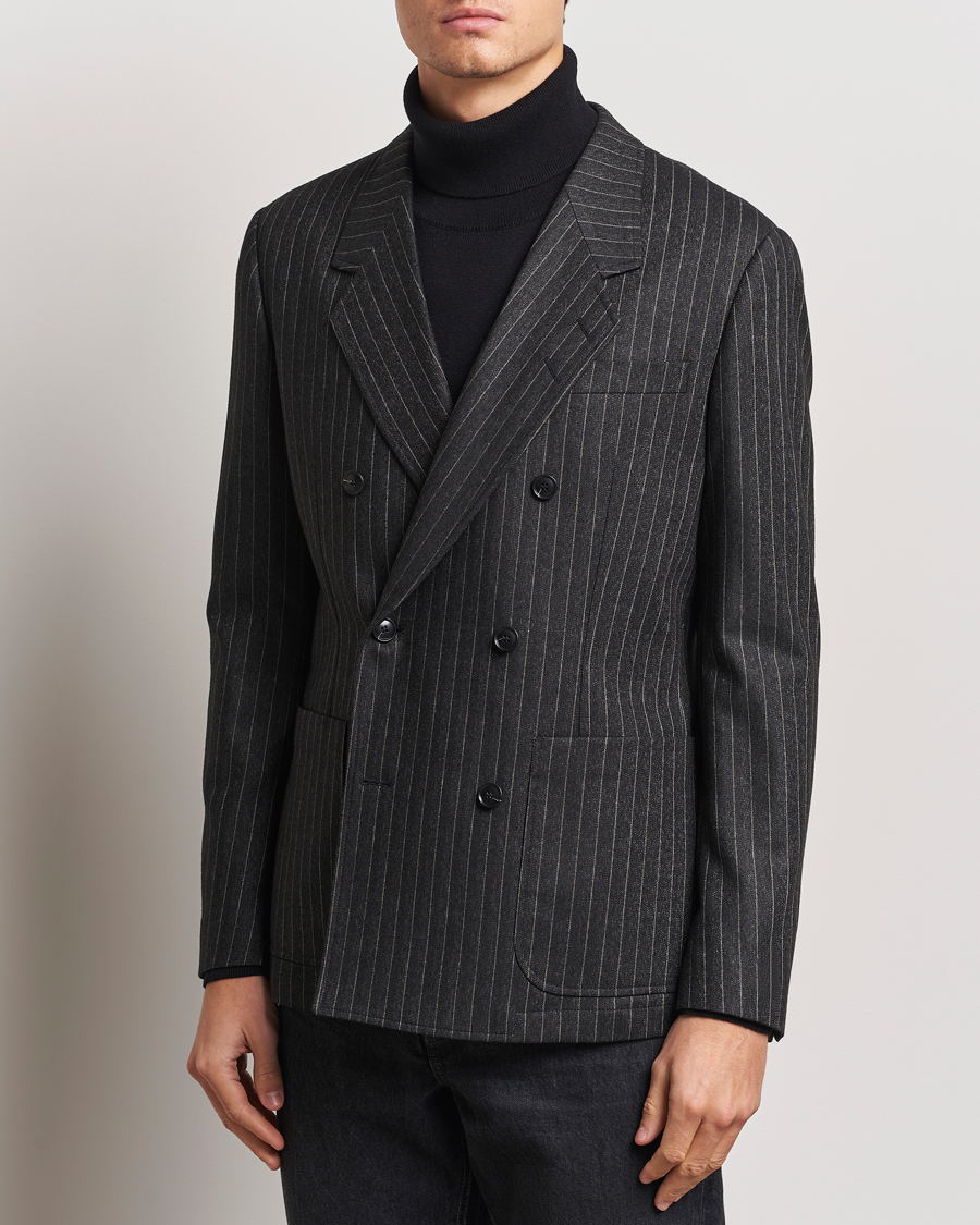 Men | Blazers | Tiger of Sweden | Jeen Pinstriped Double Breasted Blazer Charcoal