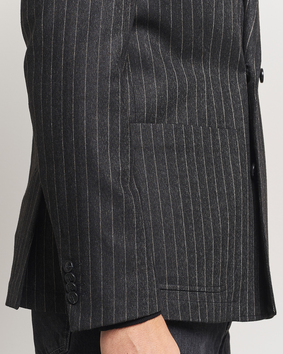 Men | Blazers | Tiger of Sweden | Jeen Pinstriped Double Breasted Blazer Charcoal
