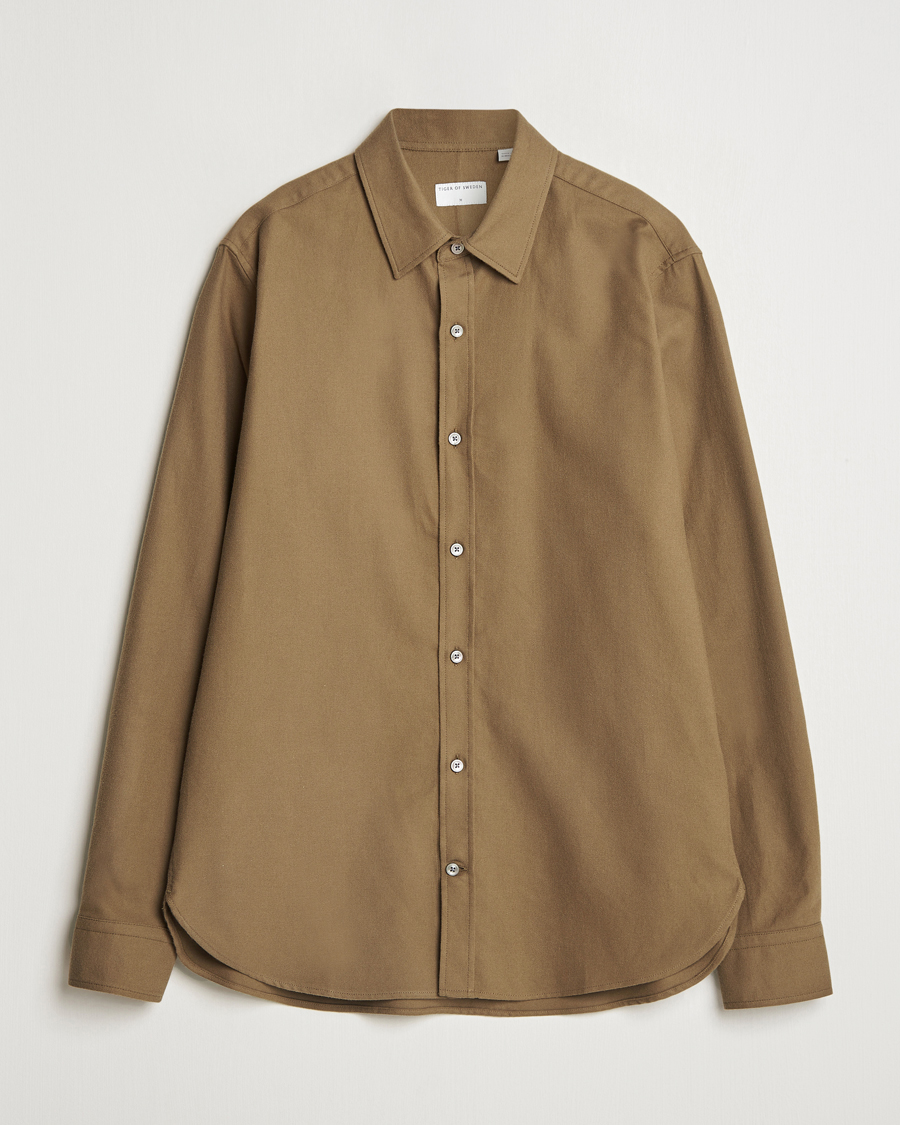 Men | Shirts | Tiger of Sweden | Benjamins Brushed Twill Shirt Old Wolf