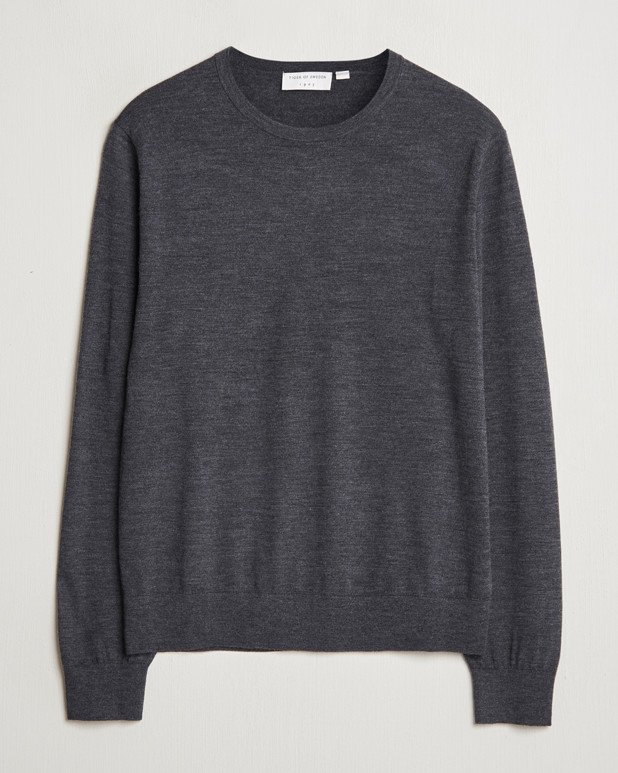 Men | Sweaters & Knitwear | Tiger of Sweden | Connor Crew Neck Pullover Grey Street