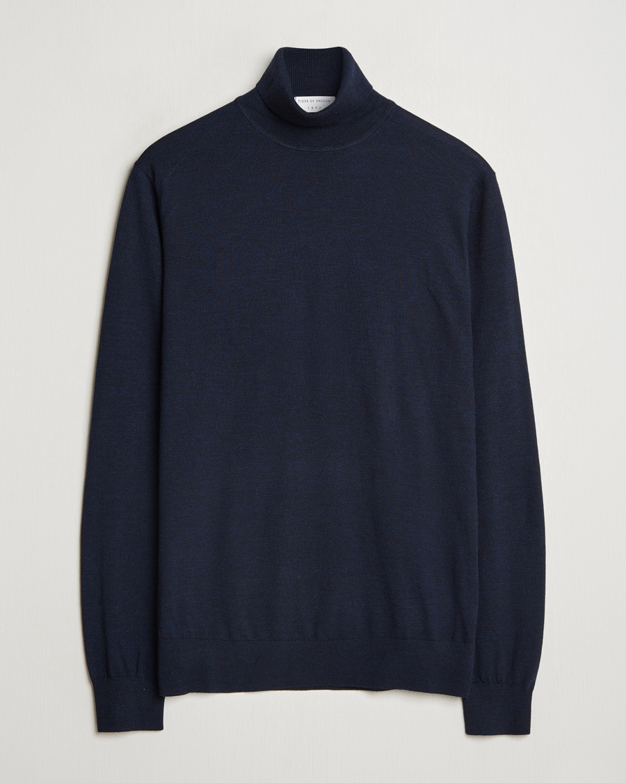 Men | Sweaters & Knitwear | Tiger of Sweden | Nevile Extra Fine Merino Polo Light Ink