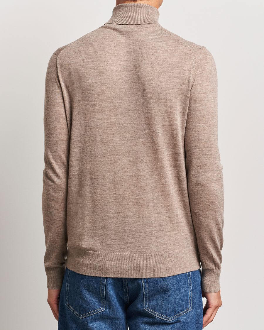 Men | Sweaters & Knitwear | Tiger of Sweden | Nevile Extra Fine Merino Polo Beige Melange