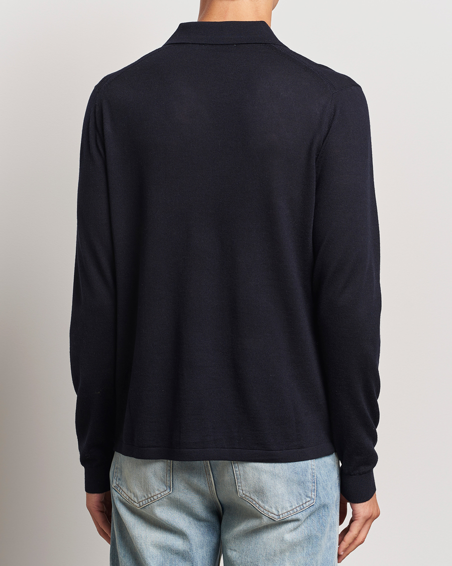 Men | Sweaters & Knitwear | Tiger of Sweden | Eross Extra Fine Merino Poloshirt Light Ink