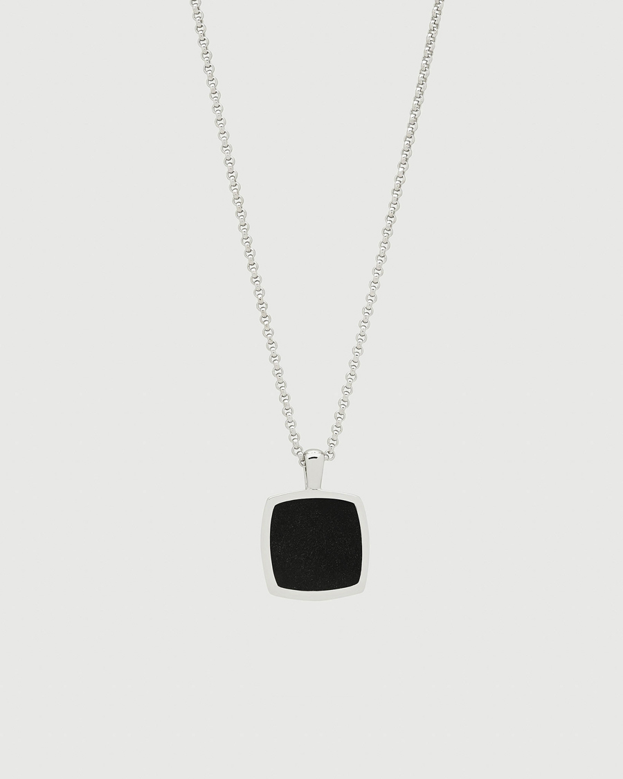 Men | Jewellery | Tom Wood | Cushion Pendant Onyx Silver