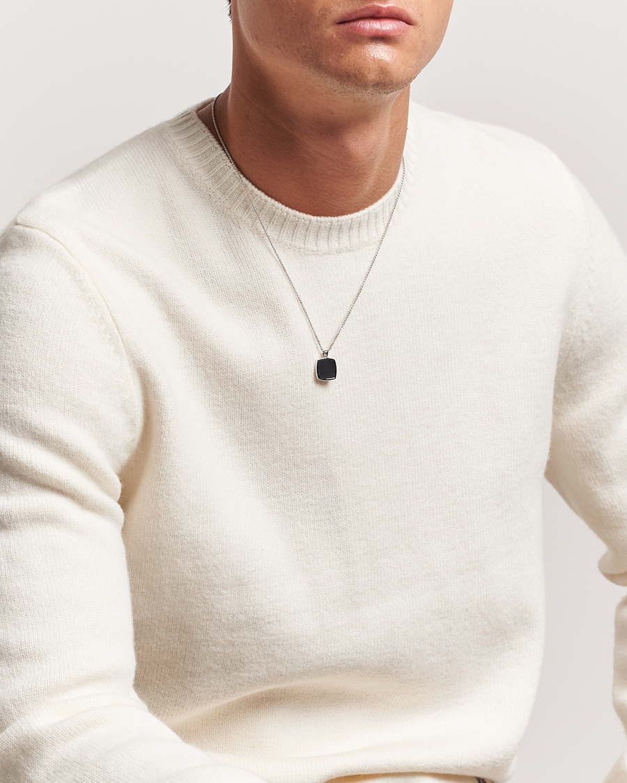 Men | Jewellery | Tom Wood | Cushion Pendant Onyx Silver