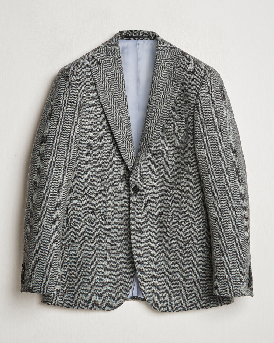 Men | Blazers | Walker Slater | Edward Lambswool Herringbone Blazer Dark Grey