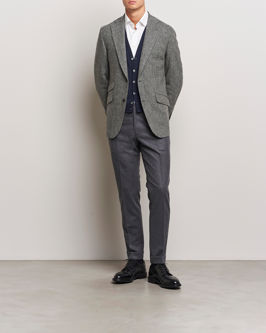 Men | Blazers | Walker Slater | Edward Lambswool Herringbone Blazer Dark Grey