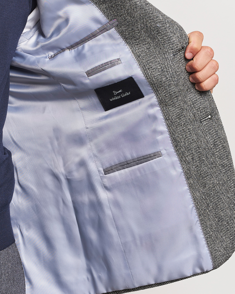 Men | Blazers | Walker Slater | Edward Lambswool Herringbone Blazer Dark Grey