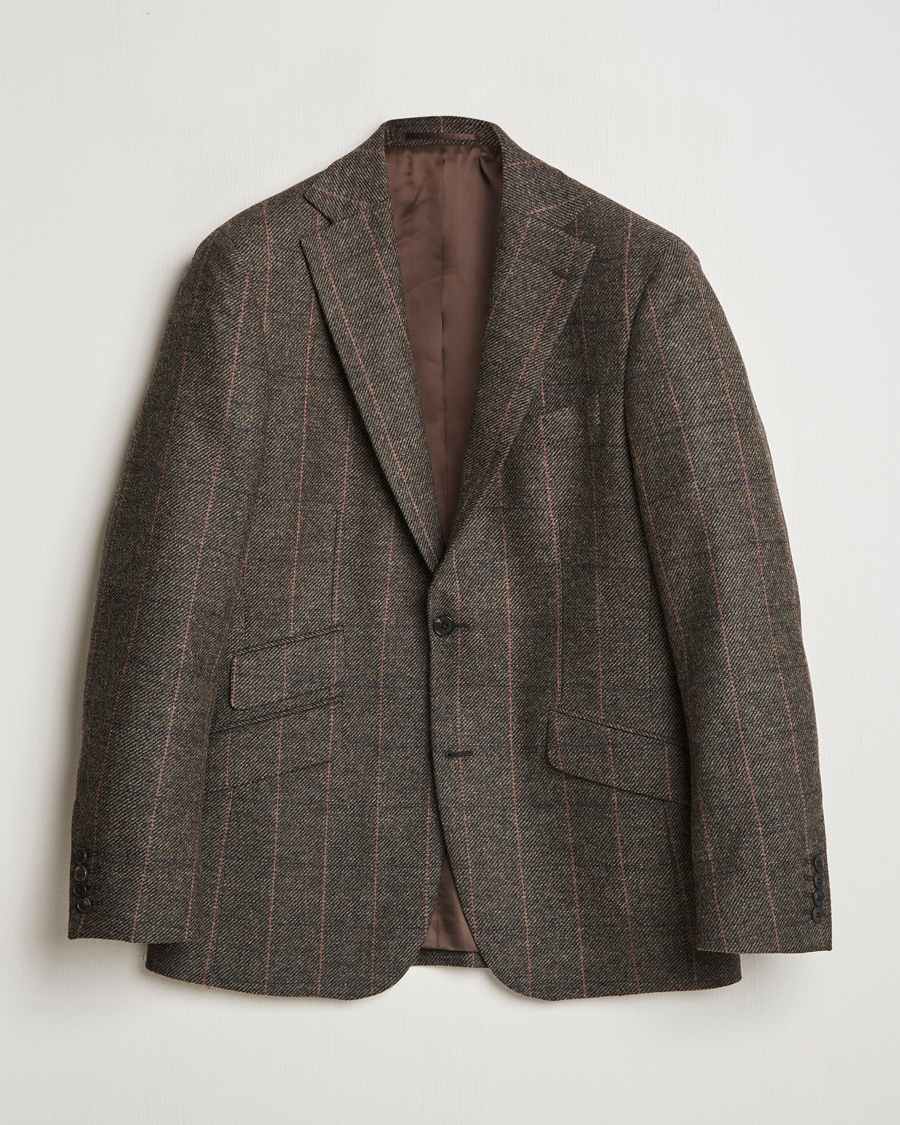 Men | Blazers | Walker Slater | Edward Lambswool Windowpane Blazer Brown