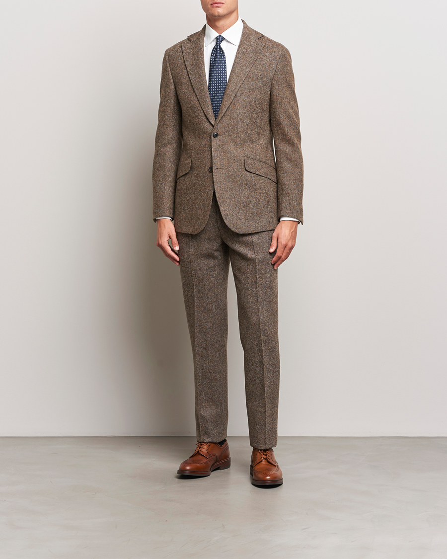 Men | Trousers | Walker Slater | Edward Wool Donegal Trousers Brown