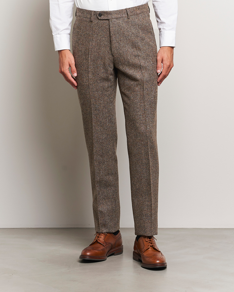 Men | Trousers | Walker Slater | Edward Wool Donegal Trousers Brown