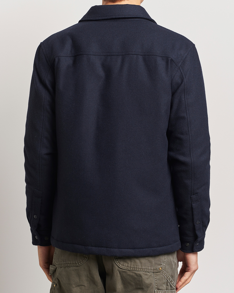 Men | Coats & Jackets | Woolrich | Alaskan Melton Wool Overshirt Melton Blue