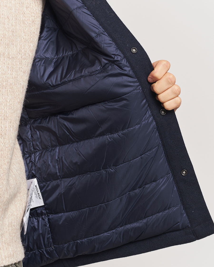 Men | Coats & Jackets | Woolrich | Alaskan Melton Wool Overshirt Melton Blue