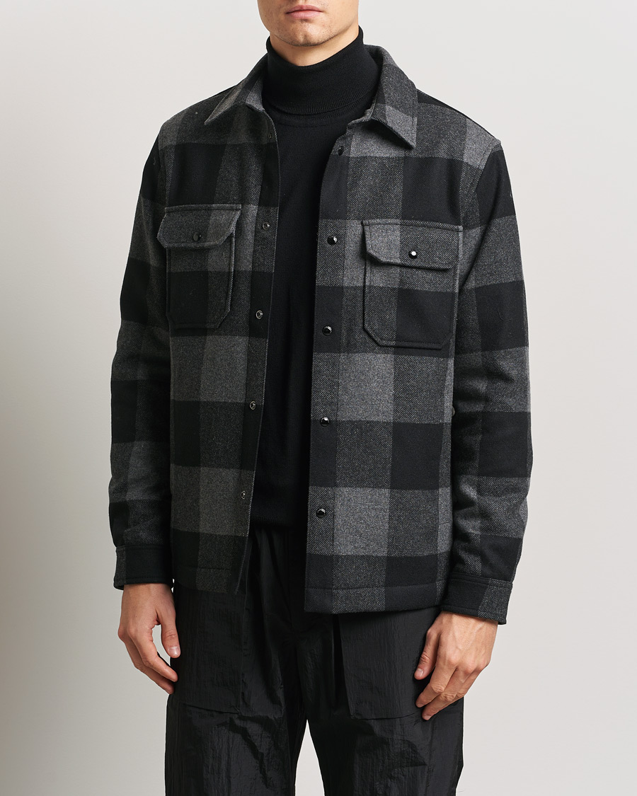 Men | Coats & Jackets | Woolrich | Alaskan Melton Wool Overshirt Charcoal Buffalo