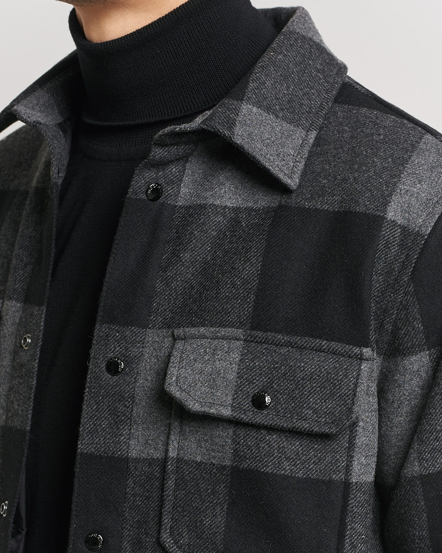 Men | Coats & Jackets | Woolrich | Alaskan Melton Wool Overshirt Charcoal Buffalo