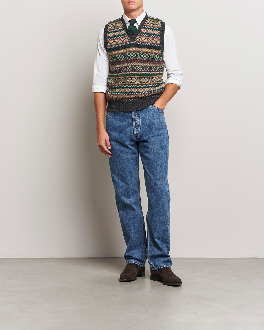 Men | Sweaters & Knitwear | Drake's | Fairisle Wool Vest Purple Multi