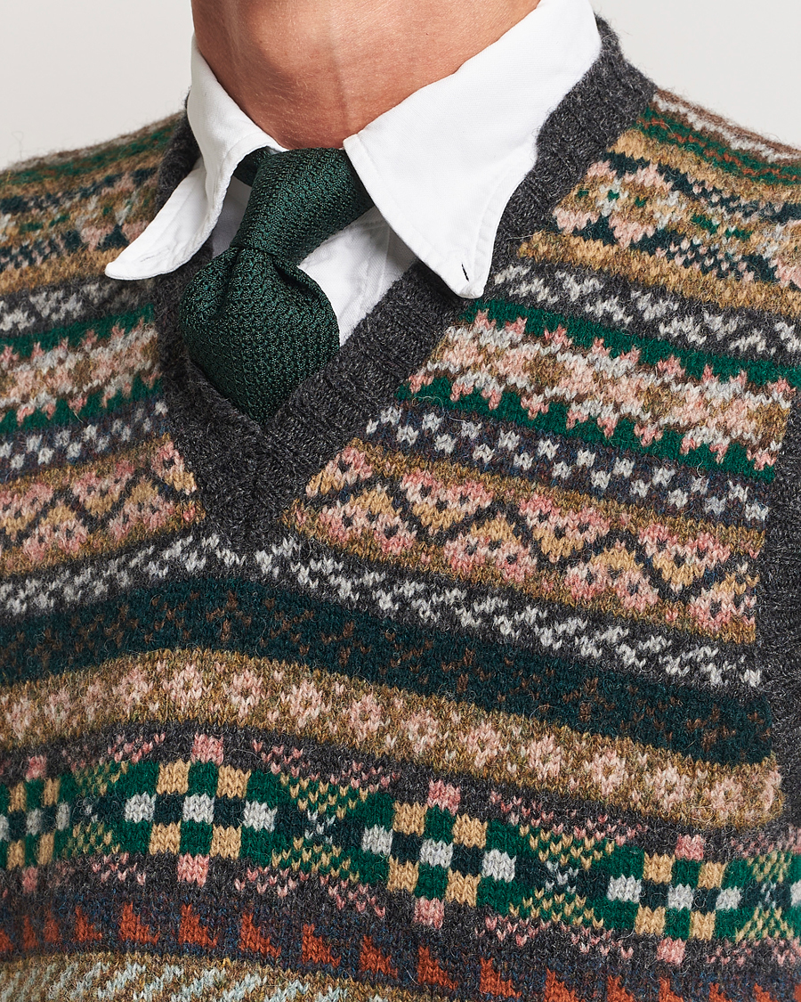 Men | Sweaters & Knitwear | Drake's | Fairisle Wool Vest Purple Multi