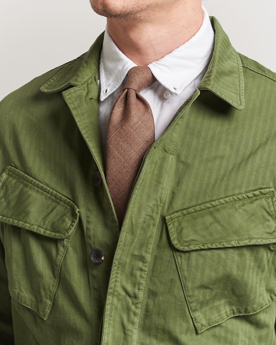 Men | Ties | Drake's | Drake'sSilk Tussah Handrolled TieCoffee