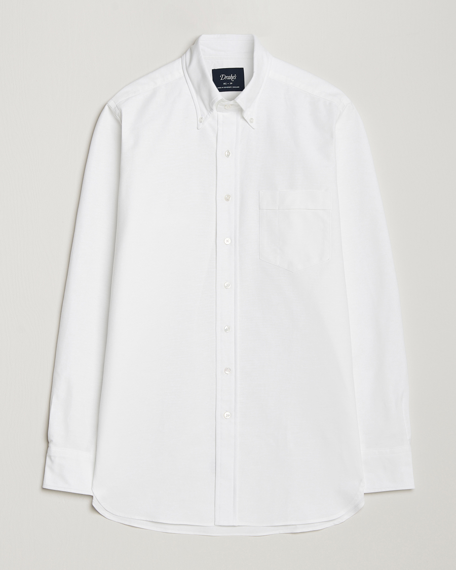 Men | Shirts | Drake's | Button Down Oxford Shirt White