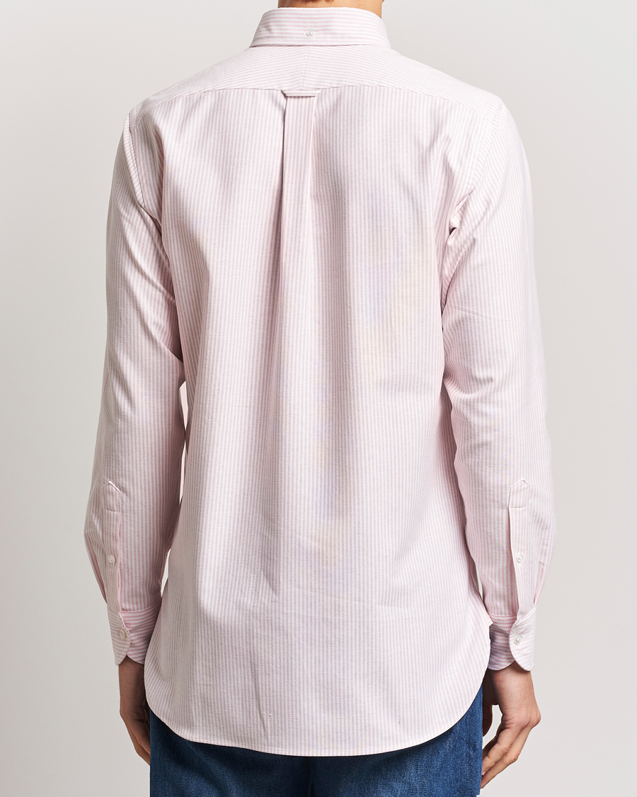 Men | Shirts | Drake's | Striped Button Down Oxford Shirt Pink