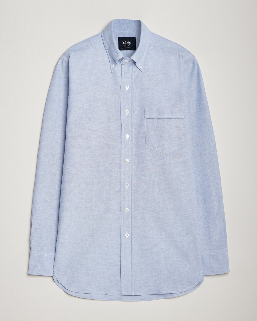 Men | Shirts | Drake's | Button Down Oxford Shirt Blue