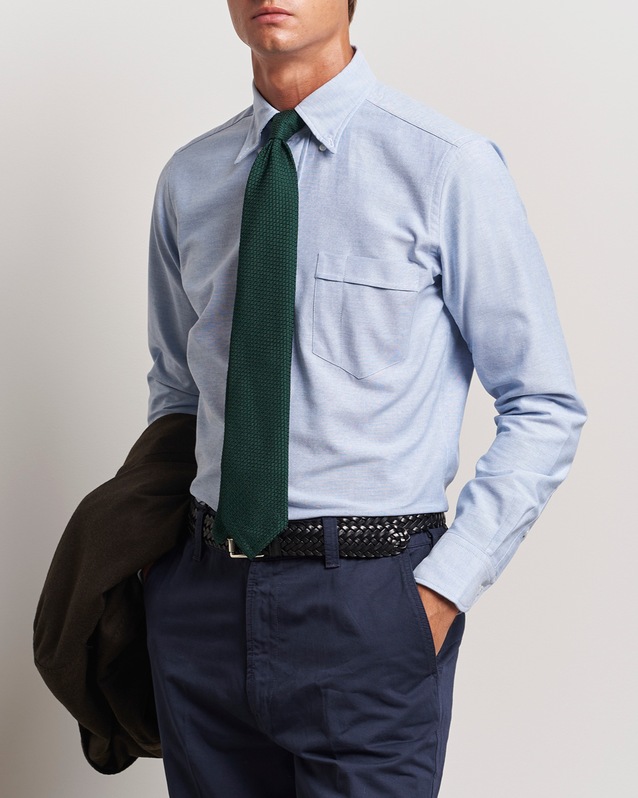 Men | Shirts | Drake's | Button Down Oxford Shirt Blue