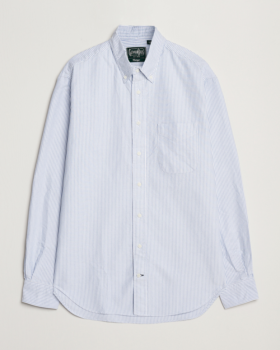 Men | Shirts | Gitman Vintage | Button Down Striped Oxford Shirt Light Blue