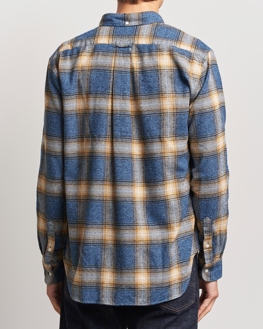 Men | Shirts | Gitman Vintage | Button Down Brushed Flannel Shirt Blue Check