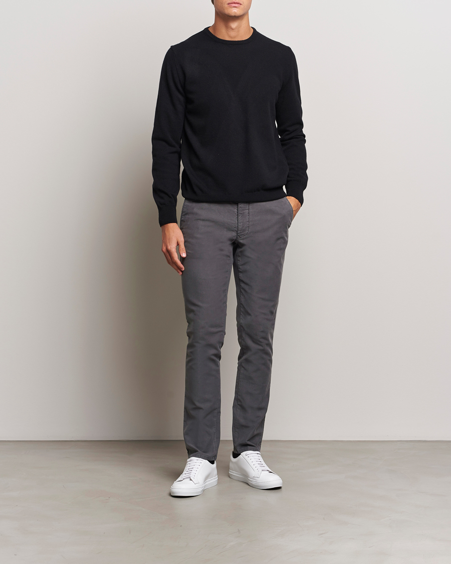 Men | Trousers | Incotex | Slim Fit Garment Dyed Slacks Dark Grey