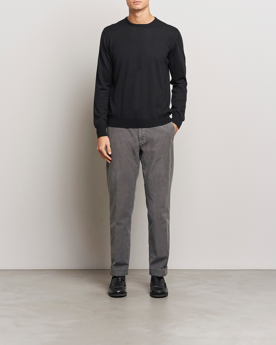 Men | Trousers | Incotex | Regular Fit Moleskin Slacks Dark Grey
