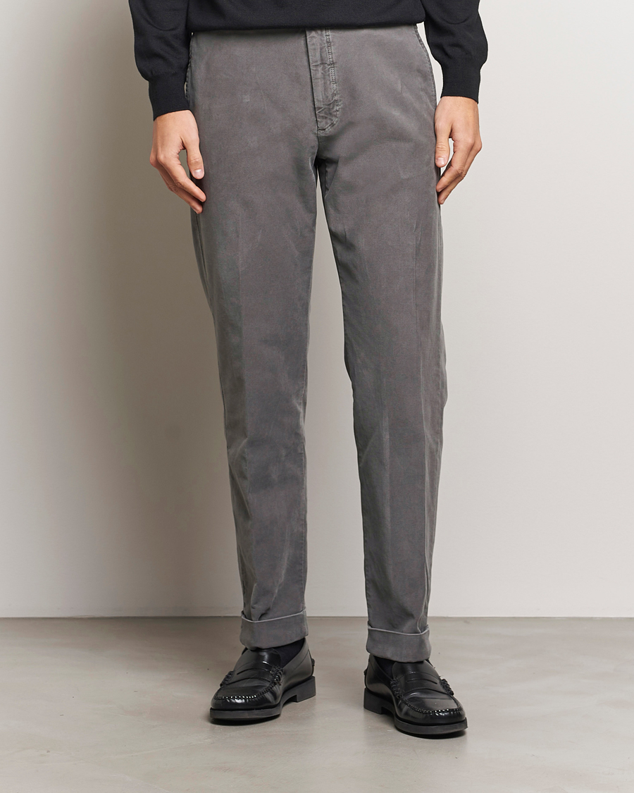 Men | Trousers | Incotex | Regular Fit Moleskin Slacks Dark Grey