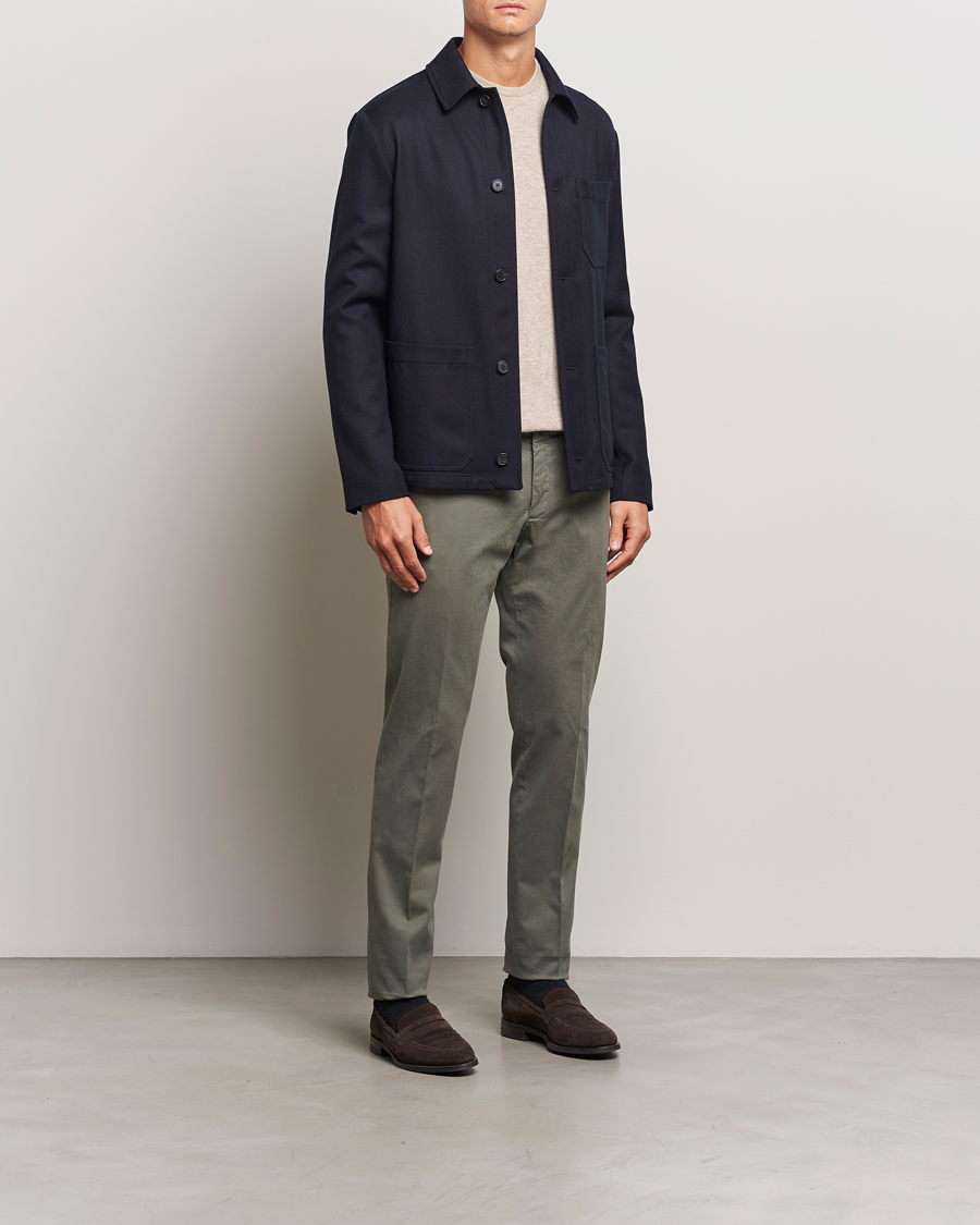 Men | Trousers | Incotex | Slim Fit Cotton Stretch Chinos Dark Green