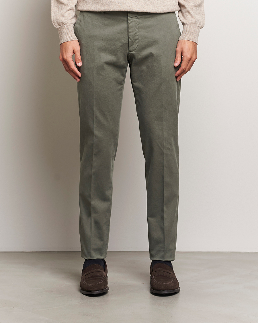 Men | Trousers | Incotex | Slim Fit Cotton Stretch Chinos Dark Green