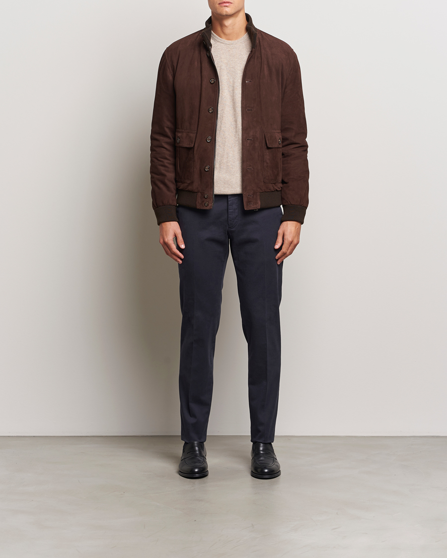 Men | Trousers | Incotex | Slim Fit Cotton Stretch Chinos Navy