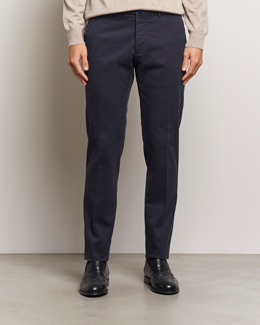 Men | Trousers | Incotex | Slim Fit Cotton Stretch Chinos Navy
