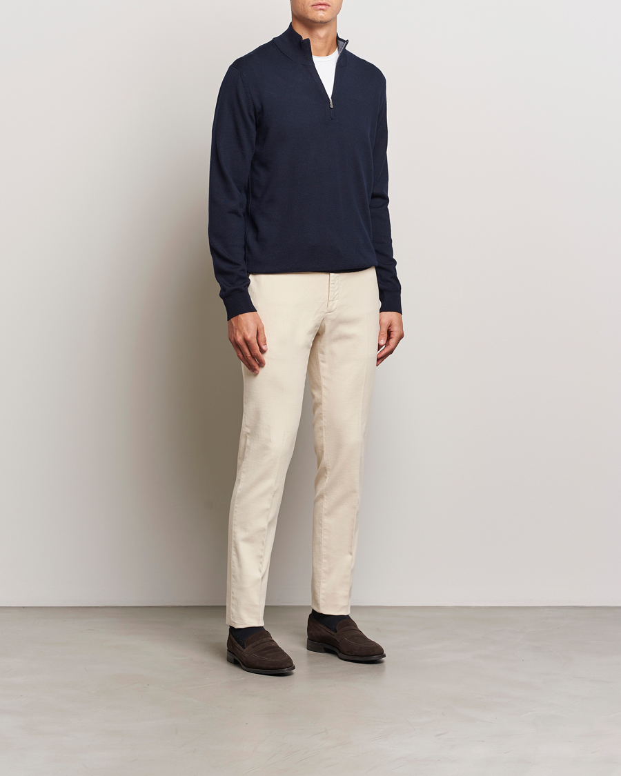 Men | Trousers | Incotex | Slim Fit Luxury Moleskine Trousers Off White
