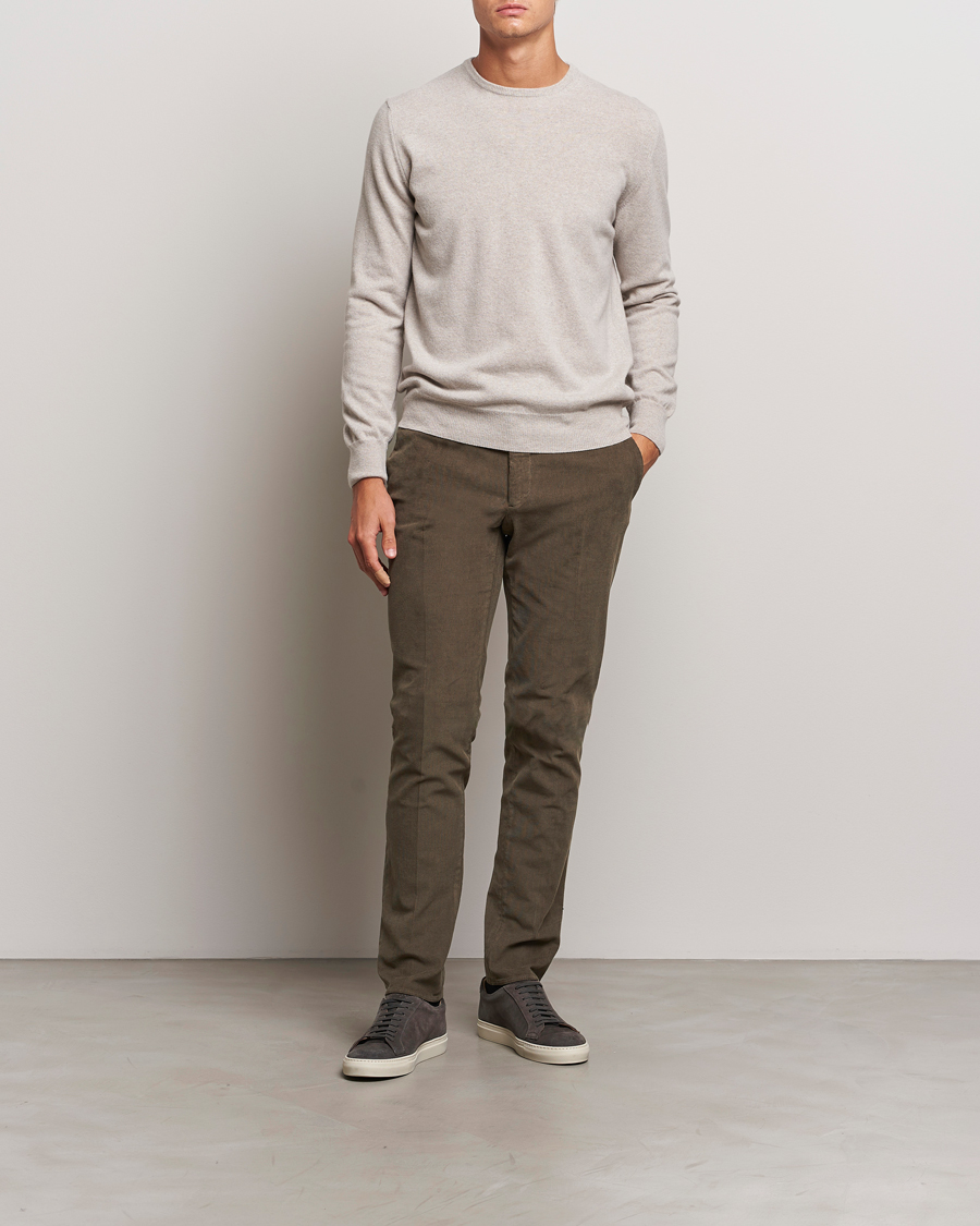 Men | Trousers | Incotex | Slim Fit Baby Corduroy Trousers Brown