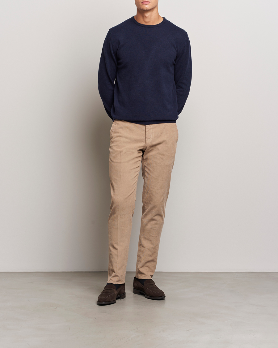 Men | Trousers | Incotex | Slim Fit Baby Corduroy Trousers Beige