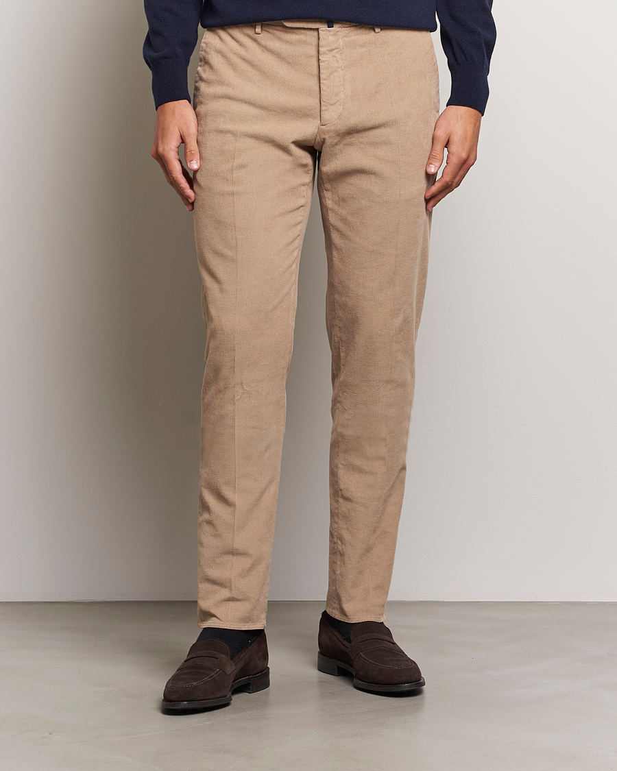 Men | Trousers | Incotex | Slim Fit Baby Corduroy Trousers Beige