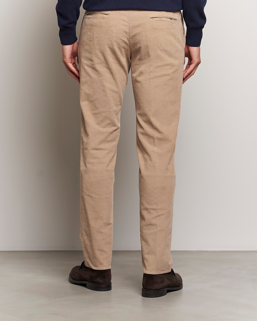 Men | Trousers | Incotex | Slim Fit Baby Corduroy Trousers Beige